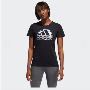 New Adidas Rainbow Foil Graphic Logo Tee Shirt
